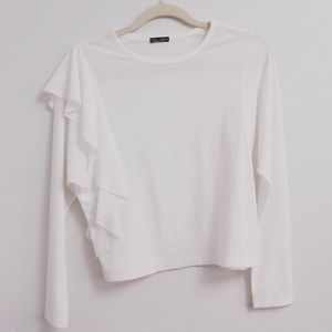 Zara - semi sheer long sleeve with ruffles